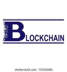 Blockchain symbol with text isolated on white background