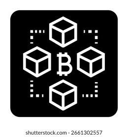 Blockchain system black flat icon.Minimal clean icon for apps and websites. Modern simple icons for UI UX and branding