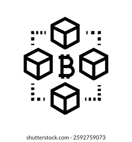 Blockchain system black line icon