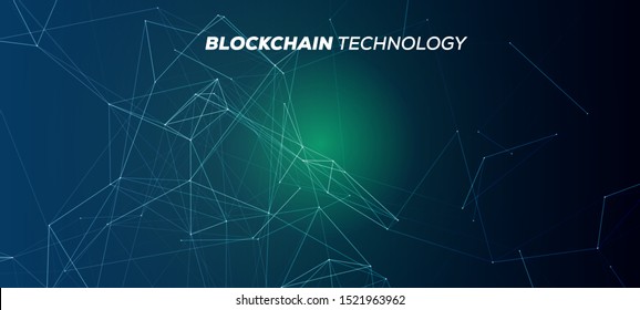 Blockchain technology abstract background. Cryptocurrency fintech block chain network and programming concept. Network and code illustration.