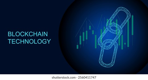 Blockchain technology from abstract connecting lines and dot. Candle chart digital technology background vector design.