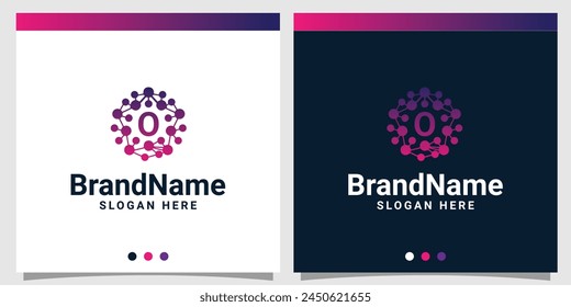 Blockchain technology abstract logo gradient with initial O letter logo