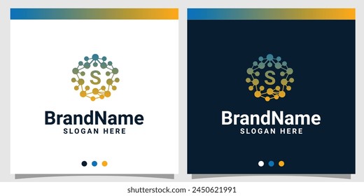 Blockchain technology abstract logo gradient with initial S letter logo