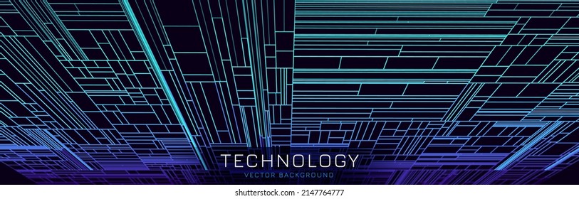 Blockchain Technology Background. Abstract Colorful Technology Grid. Big Data Flow Block Validation in the Blockchain Concept. Abstract 3D Lines. Vector Illustration.