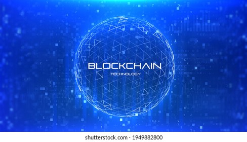 Blockchain technology background. Abstract digital network concept. Crypto data vector illustration.