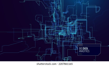 Blockchain Technology Background. Big Data Flow Block Validation in the Blockchain Concept. Abstract 3D Lines. Vector Illustration.