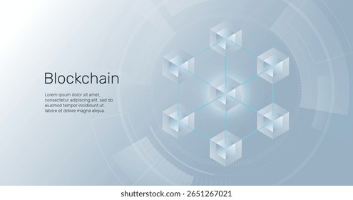 Histórico da tecnologia Blockchain. Fluxo de Dados Binários. Rede descentralizada. Criptomoeda Fintech. Ilustração de vetor de limpeza mínima