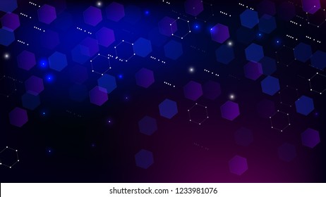 Blockchain Technology Background. Blue Digital Pattern. Bussines Concept Banner. Blockchain Vector Concept Illustration. Vector  Technology Blockchain Background.