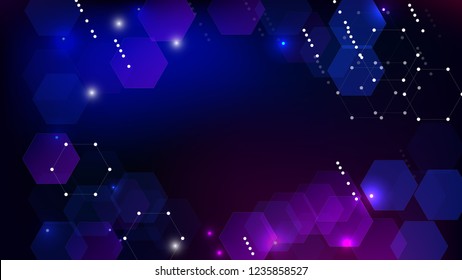 Blockchain Technology Background. Blue Digital Pattern. Blockchain Vector Concept Illustration. Bussines Concept Banner. Vector  Technology Blockchain Background.