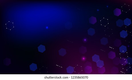 Blockchain Technology Background. Blue Digital Pattern. Bussines Concept Banner. Blockchain Vector Concept Illustration. Vector  Technology Blockchain Background.