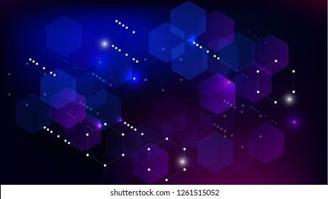Blockchain Technology Background. Blue Digital Pattern. Bussines Concept Banner. Blockchain Vector Concept Illustration. Vector  Technology Blockchain Background.