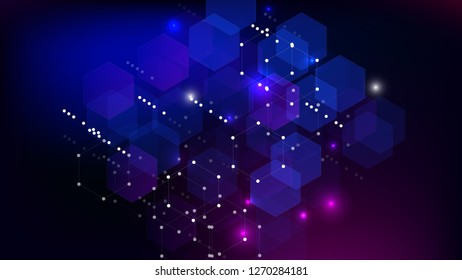 Blockchain Technology Background. Blue Digital Pattern. Blockchain Vector Concept Illustration. Bussines Concept Banner. Vector  Technology Blockchain Background.