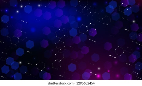 Blockchain Technology Background. Blue Digital Pattern. Blockchain Vector Concept Illustration. Bussines Concept Banner. Vector  Technology Blockchain Background.