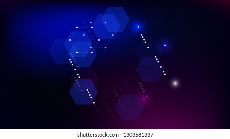 Blockchain Technology Background. Blue Digital Pattern. Bussines Concept Banner. Blockchain Vector Concept Illustration. Vector  Technology Blockchain Background.