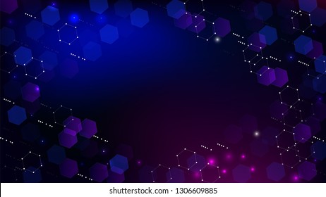 Blockchain Technology Background. Blue Digital Pattern. Blockchain Vector Concept Illustration. Bussines Concept Banner. Vector  Technology Blockchain Background.