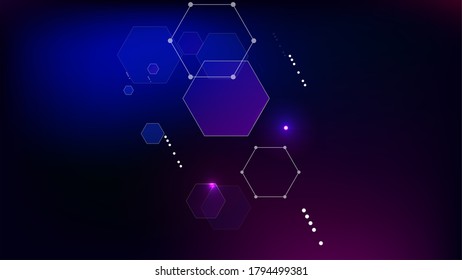 Blockchain Technology Background. Blue Digital Pattern. Bussines Concept Banner. Blockchain Vector Concept Illustration. Vector  Technology Blockchain Background.