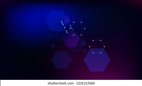 Blockchain Technology Background. Bussines Concept Banner. Blue Digital Pattern. Blockchain Vector Concept Illustration. Vector  Technology Blockchain Background.