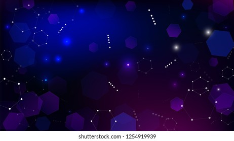 Blockchain Technology Background. Bussines Concept Banner. Blockchain Vector Concept Illustration. Blue Digital Pattern. Vector  Technology Blockchain Background.