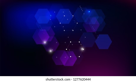 Blockchain Technology Background. Bussines Concept Banner. Blue Digital Pattern. Blockchain Vector Concept Illustration. Vector  Technology Blockchain Background.