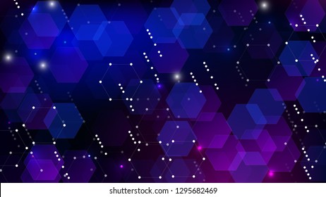 Blockchain Technology Background. Bussines Concept Banner. Blue Digital Pattern. Blockchain Vector Concept Illustration. Vector  Technology Blockchain Background.