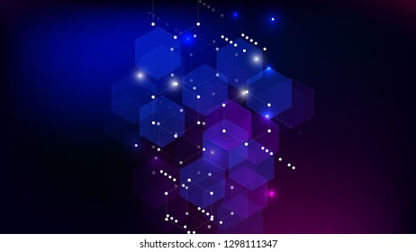 Blockchain Technology Background. Bussines Concept Banner. Blue Digital Pattern. Blockchain Vector Concept Illustration. Vector  Technology Blockchain Background.