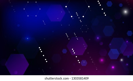 Blockchain Technology Background. Bussines Concept Banner. Blue Digital Pattern. Blockchain Vector Concept Illustration. Vector  Technology Blockchain Background.