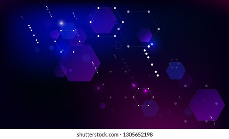 Blockchain Technology Background. Bussines Concept Banner. Blockchain Vector Concept Illustration. Blue Digital Pattern. Vector  Technology Blockchain Background.