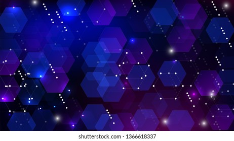 Blockchain Technology Background. Bussines Concept Banner. Blockchain Vector Concept Illustration. Blue Digital Pattern. Vector  Technology Blockchain Background.