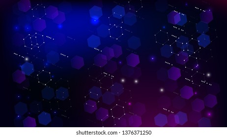 Blockchain Technology Background. Bussines Concept Banner. Blue Digital Pattern. Blockchain Vector Concept Illustration. Vector  Technology Blockchain Background.