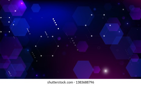 Blockchain Technology Background. Bussines Concept Banner. Blockchain Vector Concept Illustration. Blue Digital Pattern. Vector  Technology Blockchain Background.