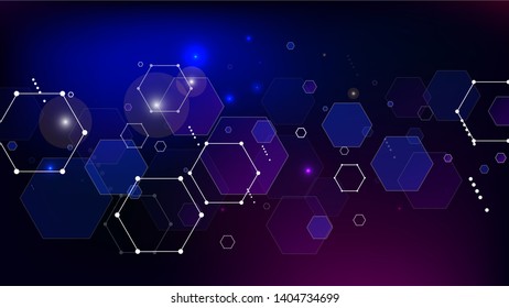 Blockchain Technology Background. Bussines Concept Banner. Blockchain Vector Concept Illustration. Blue Digital Pattern. Vector  Technology Blockchain Background.
