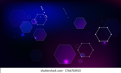 Blockchain Technology Background. Bussines Concept Banner. Blockchain Vector Concept Illustration. Blue Digital Pattern. Vector  Technology Blockchain Background.