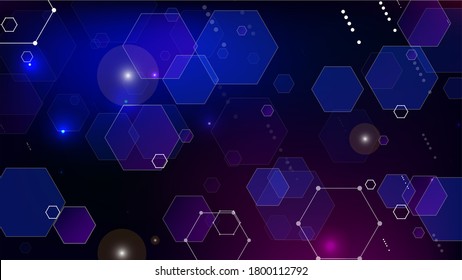 Blockchain Technology Background. Bussines Concept Banner. Blue Digital Pattern. Blockchain Vector Concept Illustration. Vector  Technology Blockchain Background.