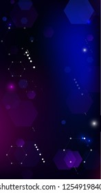 Blockchain Technology Background. Digital Tehnology Backdrop. Futuristic Cyberspace with Hexagon Fractals. Vertical Template BG for Mobile Device. Vector  Technology Blockchain Background.