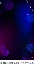 Blockchain Technology Background. Digital Tehnology Backdrop. Futuristic Cyberspace with Hexagon Fractals. Vertical Template BG for Mobile Device. Vector  Technology Blockchain Background.