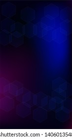 Blockchain Technology Background. Digital Tehnology Backdrop. Vertical Template BG for Mobile Device. Futuristic Cyberspace with Hexagon Fractals. Vector  Technology Blockchain Background.