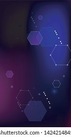 Blockchain Technology Background. Digital Tehnology Backdrop. Vertical Template BG for Mobile Device. Futuristic Cyberspace with Hexagon Fractals. Vector  Technology Blockchain Background.
