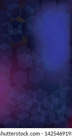 Blockchain Technology Background. Digital Tehnology Backdrop. Futuristic Cyberspace with Hexagon Fractals. Vertical Template BG for Mobile Device. Vector  Technology Blockchain Background.