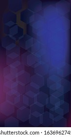 Blockchain Technology Background. Digital Tehnology Backdrop. Vertical Template BG for Mobile Device. Futuristic Cyberspace with Hexagon Fractals. Vector  Technology Blockchain Background.