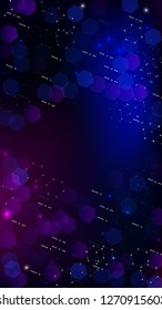 Blockchain Technology Background. Futuristic Cyberspace with Hexagon Fractals. Digital Tehnology Backdrop. Vertical Template BG for Mobile Device. Vector  Technology Blockchain Background.