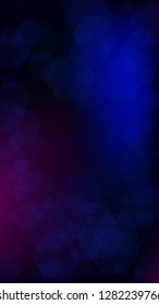 Blockchain Technology Background. Futuristic Cyberspace with Hexagon Fractals. Vertical Template BG for Mobile Device. Digital Tehnology Backdrop. Vector  Technology Blockchain Background.