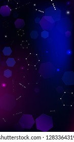 Blockchain Technology Background. Futuristic Cyberspace with Hexagon Fractals. Digital Tehnology Backdrop. Vertical Template BG for Mobile Device. Vector  Technology Blockchain Background.