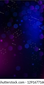 Blockchain Technology Background. Futuristic Cyberspace with Hexagon Fractals. Vertical Template BG for Mobile Device. Digital Tehnology Backdrop. Vector  Technology Blockchain Background.