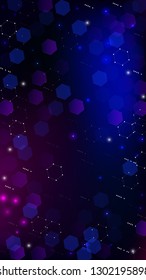 Blockchain Technology Background. Futuristic Cyberspace with Hexagon Fractals. Digital Tehnology Backdrop. Vertical Template BG for Mobile Device. Vector  Technology Blockchain Background.