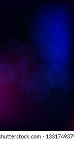 Blockchain Technology Background. Futuristic Cyberspace with Hexagon Fractals. Vertical Template BG for Mobile Device. Digital Tehnology Backdrop. Vector  Technology Blockchain Background.