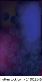 Blockchain Technology Background. Futuristic Cyberspace with Hexagon Fractals. Digital Tehnology Backdrop. Vertical Template BG for Mobile Device. Vector  Technology Blockchain Background.