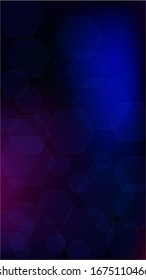 Fondo de la tecnología de la cadena de bloqueo Ciberespacio futurista con fractales hexagonales. Fondo de Tecnología Digital. Plantilla vertical BG para dispositivo móvil. Fondo de la cadena de bloqueo de la tecnología vectorial.