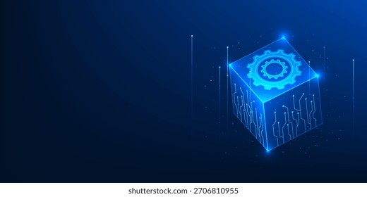 Blockchain Technology Background mit Schaltkreis-Box, Digitale Transaktionsverarbeitung, Sicherer Finanzbetrieb, Dezentralisiertes Netzwerksystemkonzept