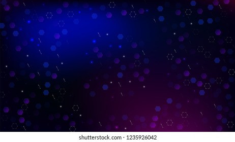Blockchain Technology Background. Blockchain Vector Concept Illustration. Bussines Concept Banner. Blue Digital Pattern. Vector  Technology Blockchain Background.