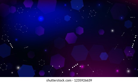 Blockchain Technology Background. Blockchain Vector Concept Illustration. Bussines Concept Banner. Blue Digital Pattern. Vector  Technology Blockchain Background.
